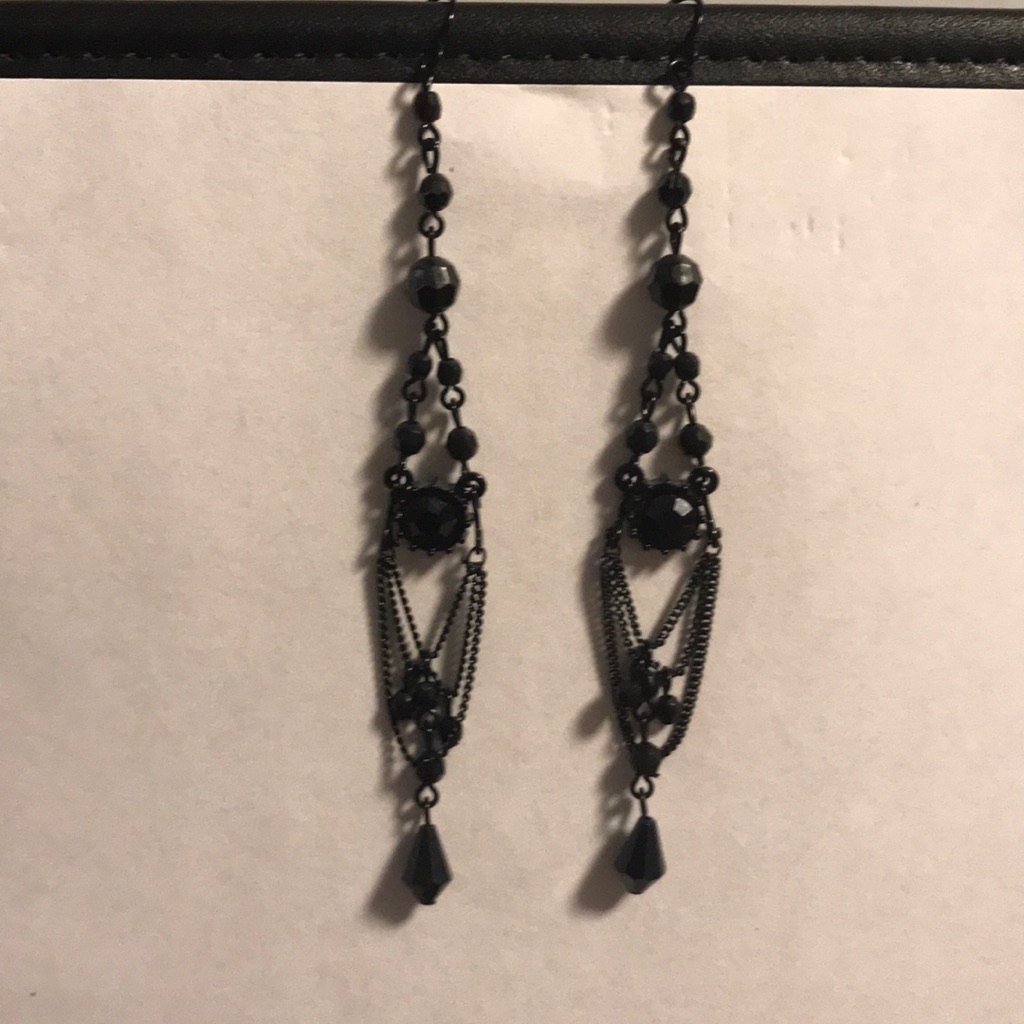 Black Dangle Statement Earrings